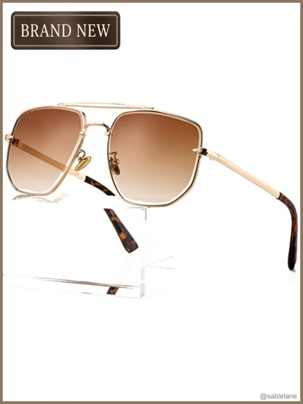 Oversized Square Aviator Sunglasses UV400 Metal Frame Pilot Shades